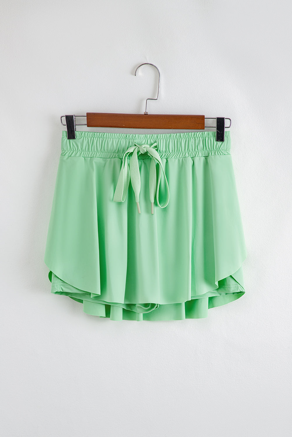 Solid Drawstring Elastic Waist Lined Tennis Skort