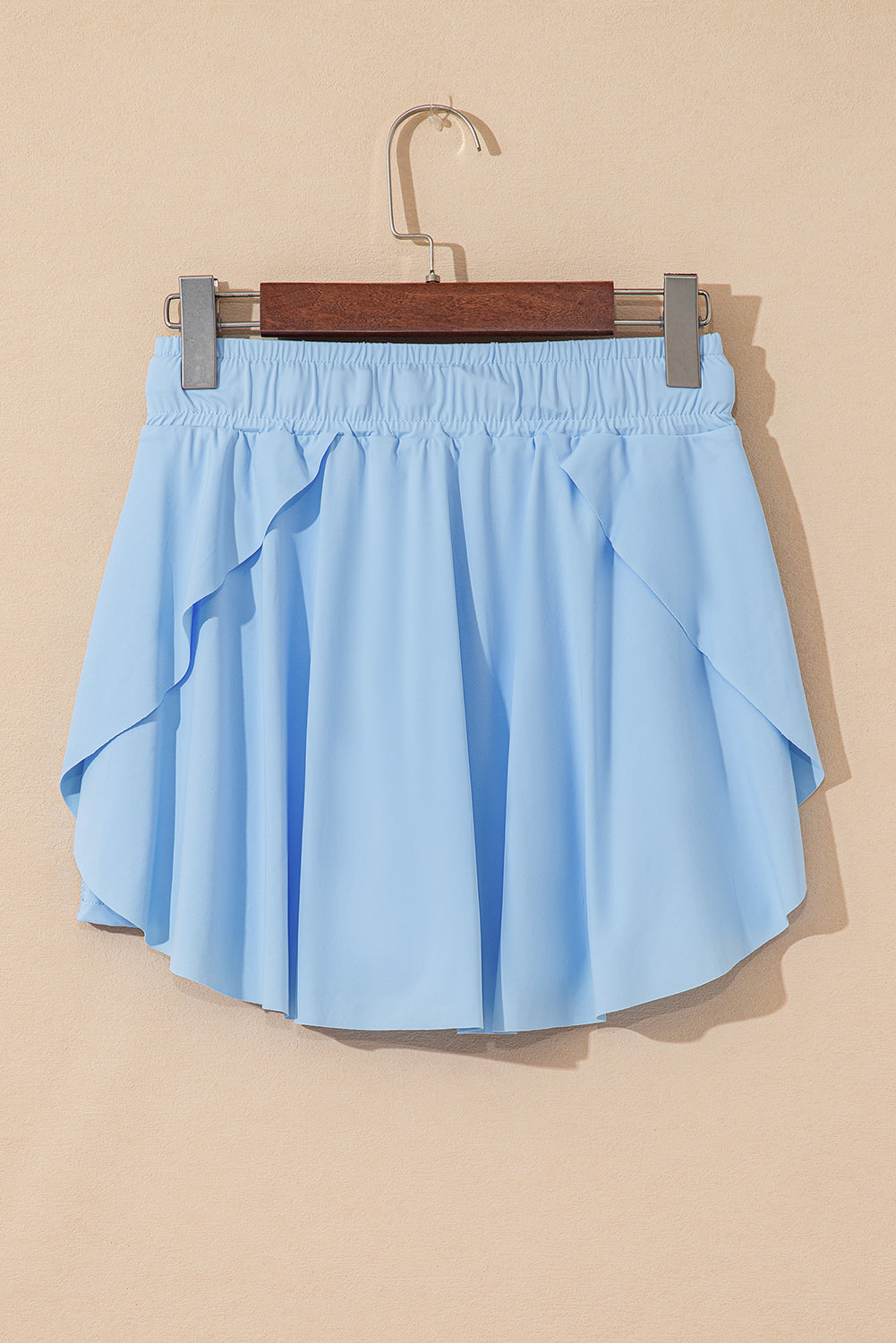 Solid Drawstring Elastic Waist Lined Tennis Skort