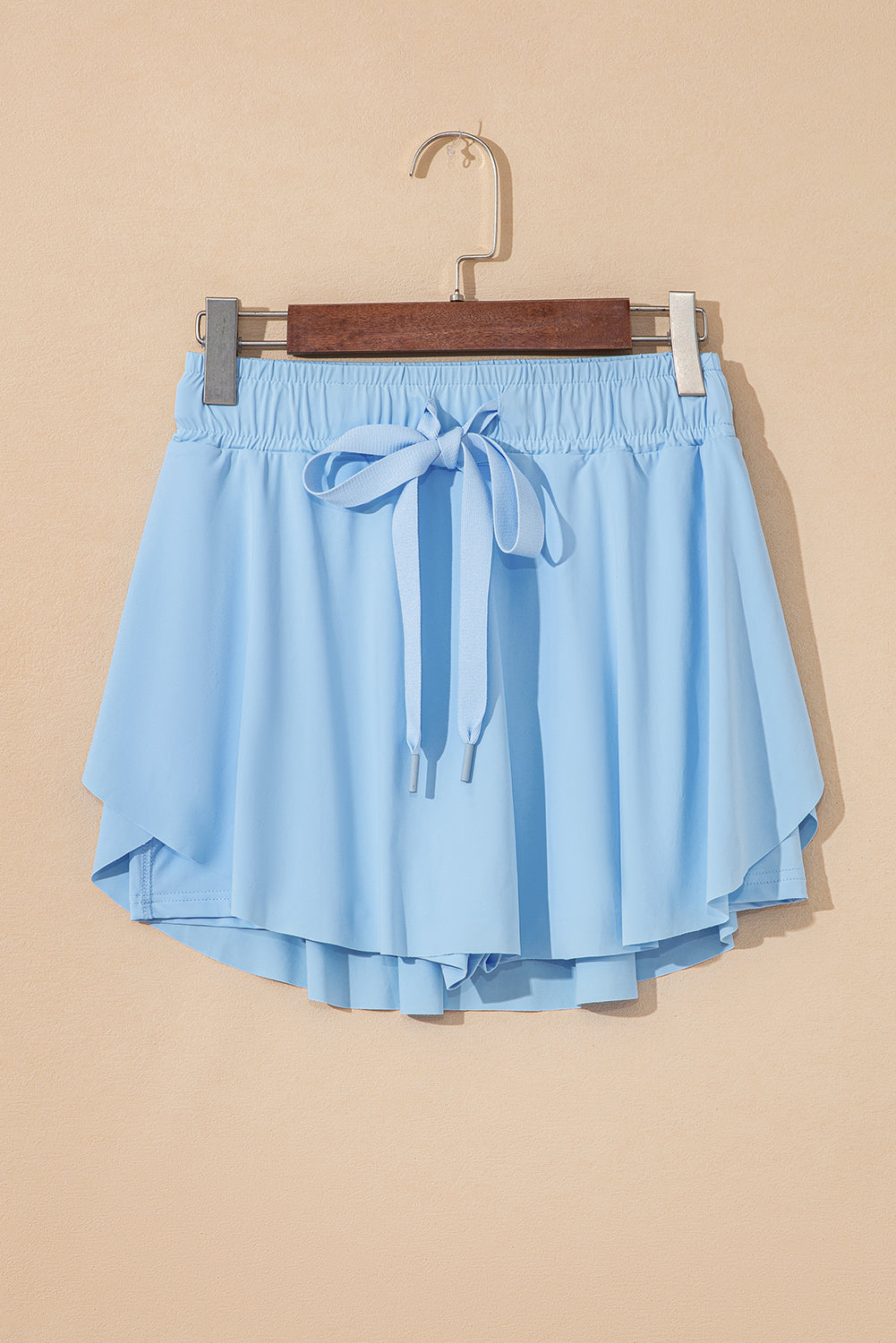 Solid Drawstring Elastic Waist Lined Tennis Skort