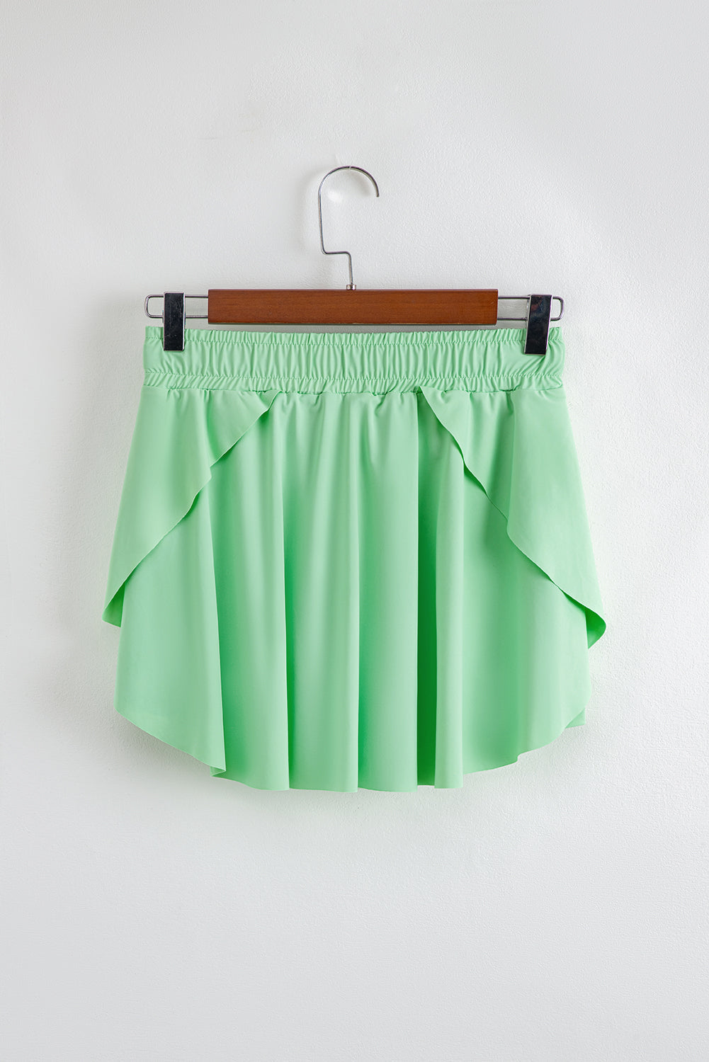 Solid Drawstring Elastic Waist Lined Tennis Skort