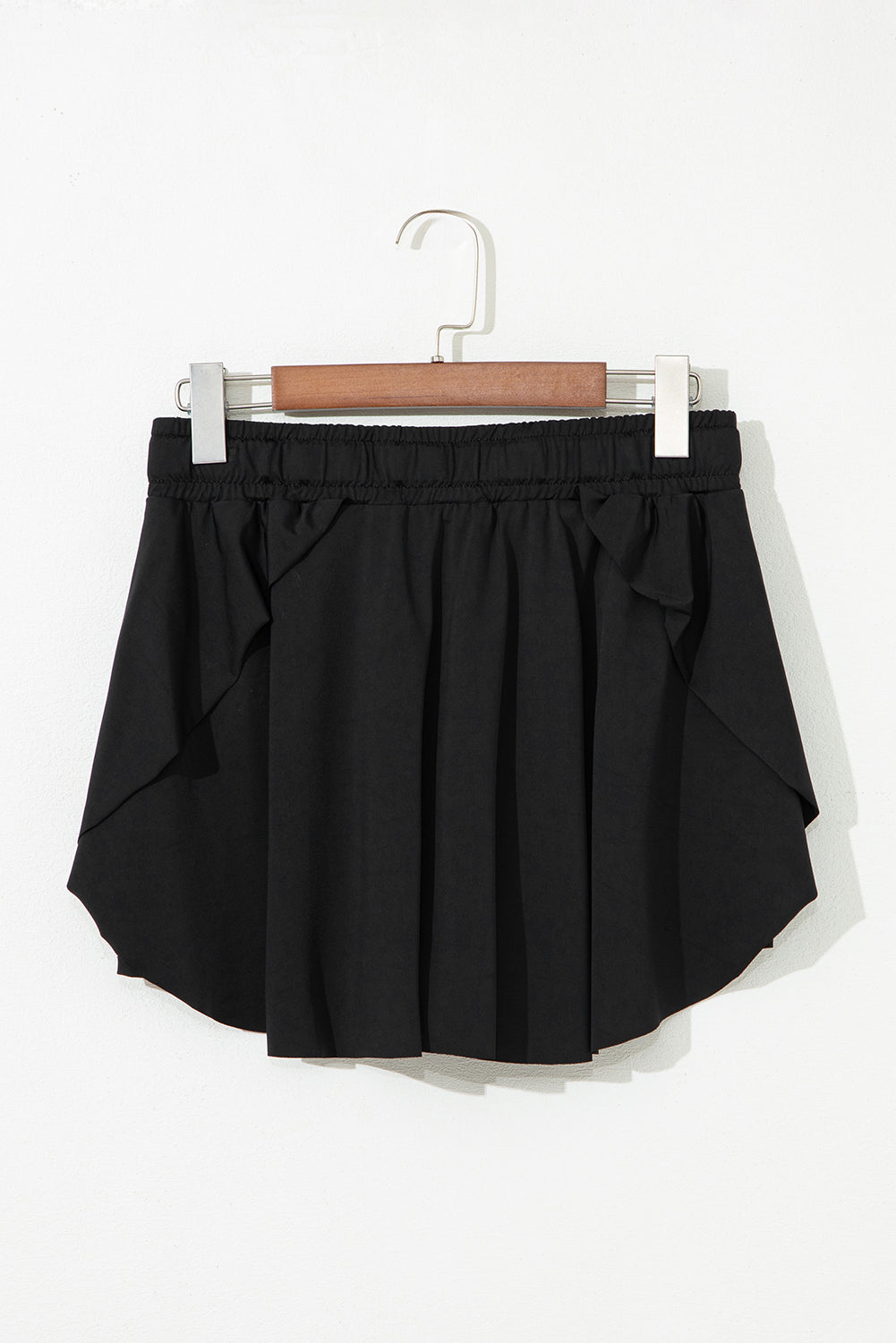 Solid Drawstring Elastic Waist Lined Tennis Skort