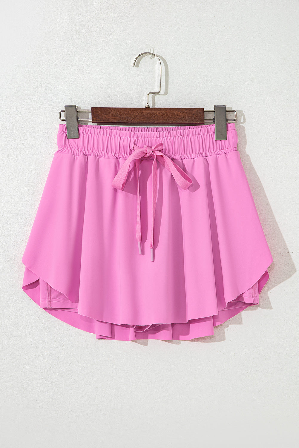 Solid Drawstring Elastic Waist Lined Tennis Skort