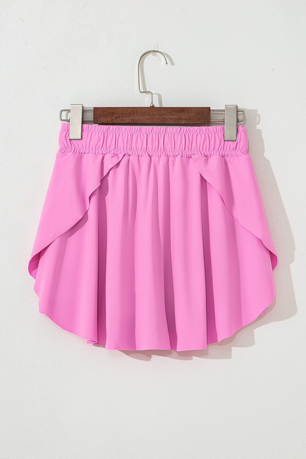 Solid Drawstring Elastic Waist Lined Tennis Skort