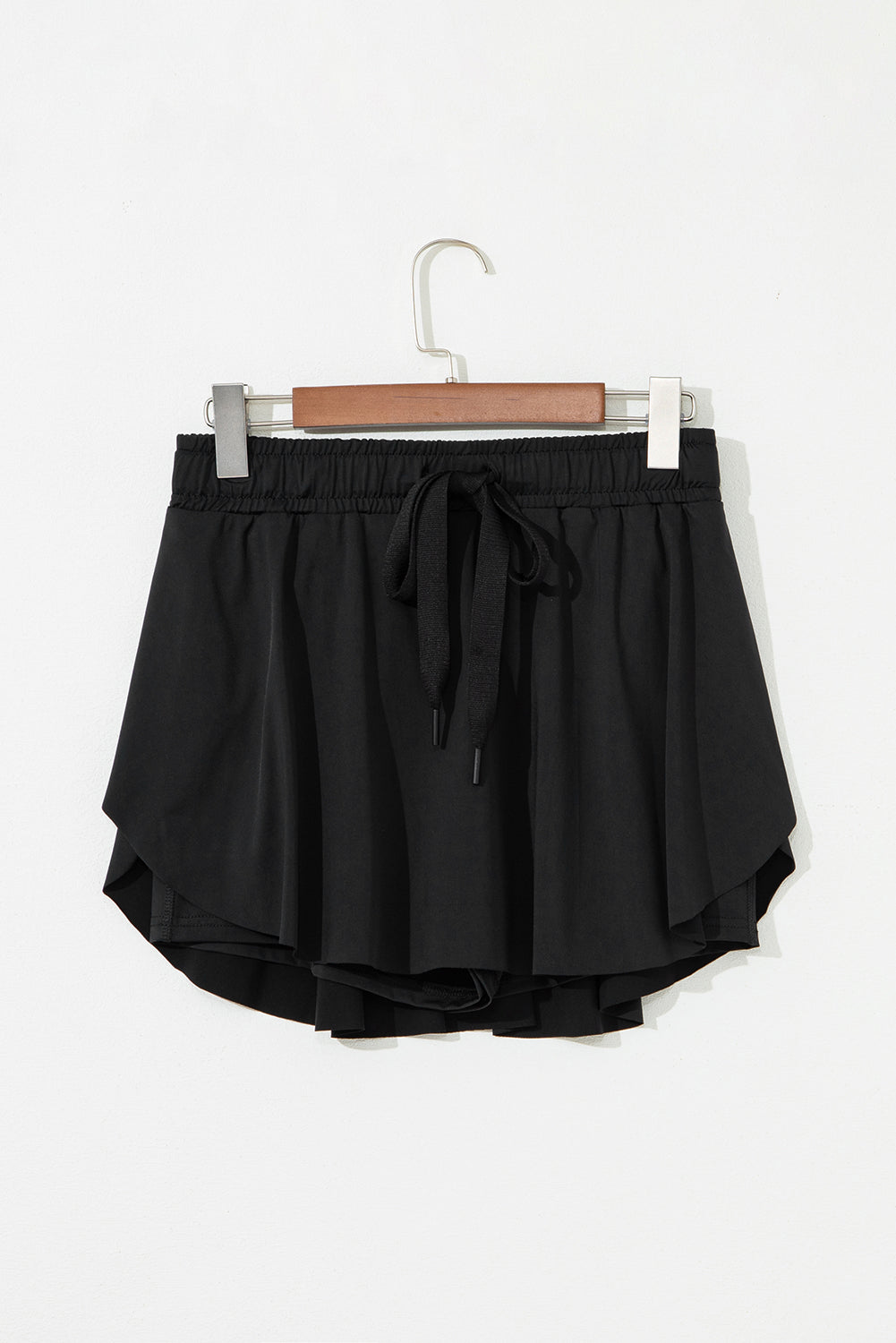Solid Drawstring Elastic Waist Lined Tennis Skort