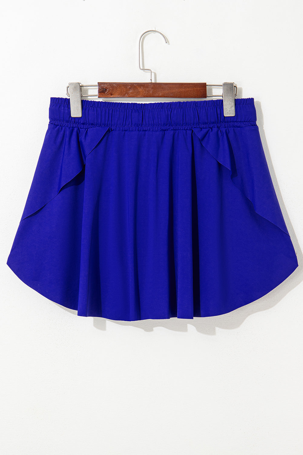 Solid Drawstring Elastic Waist Lined Tennis Skort