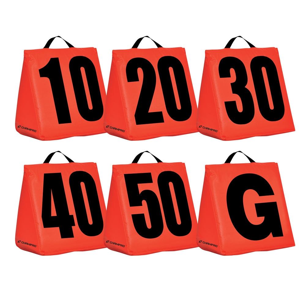 SOLID WEIGHTED FOOTBALL YARD MARKERS | FOOTBALL FIELD MARKERS
