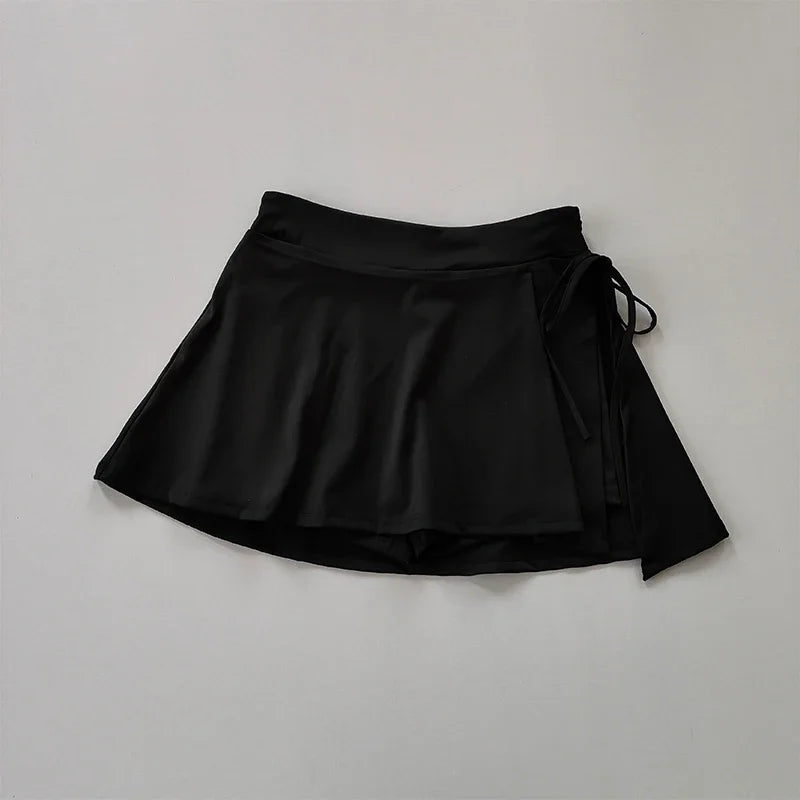 Tennis Skirt Pants Half-body Quick Drying Pocket Skirt Side Split Strap Pants For Outwear