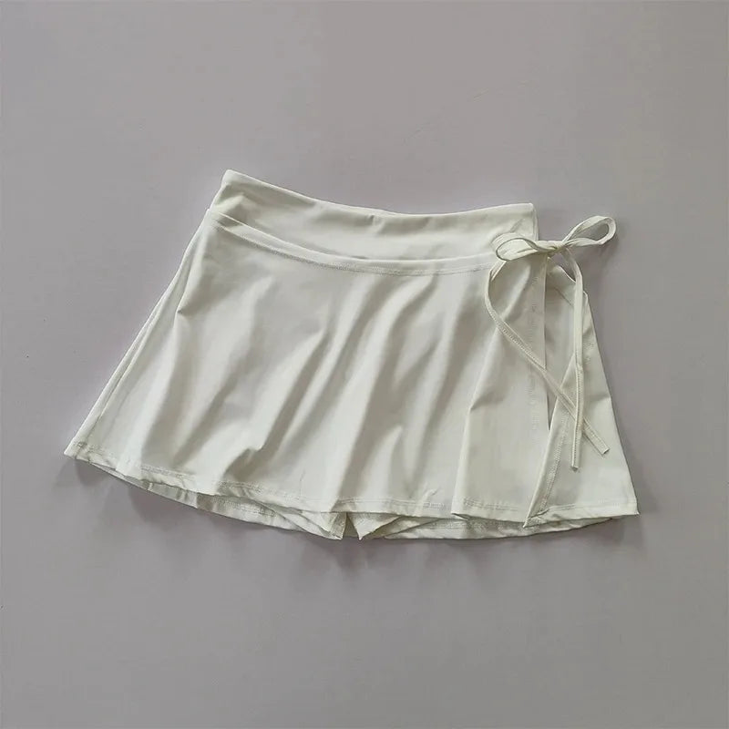 Tennis Skirt Pants Half-body Quick Drying Pocket Skirt Side Split Strap Pants For Outwear