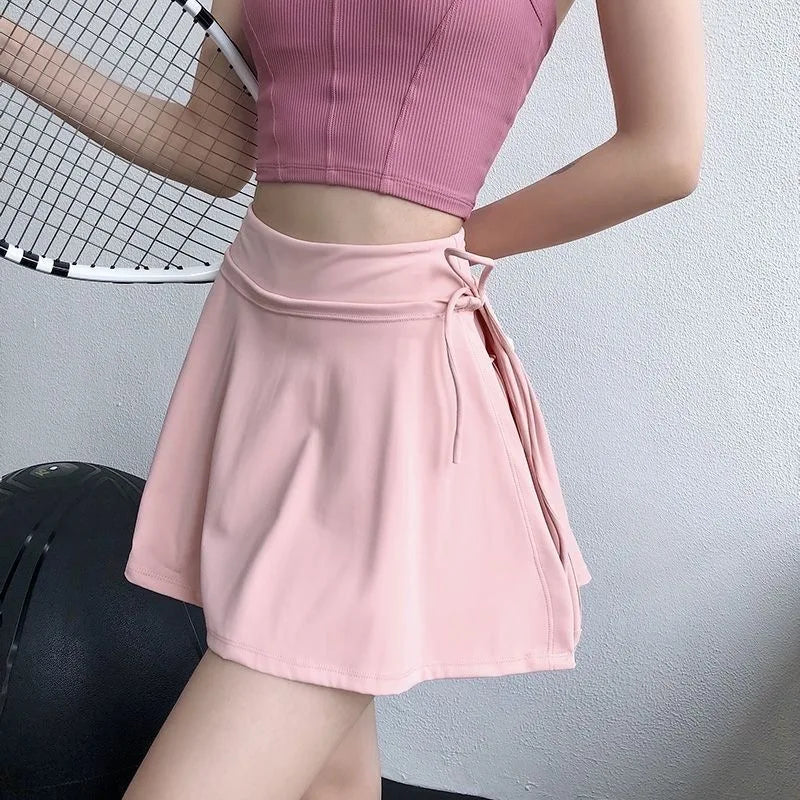 Tennis Skirt Pants Half-body Quick Drying Pocket Skirt Side Split Strap Pants For Outwear