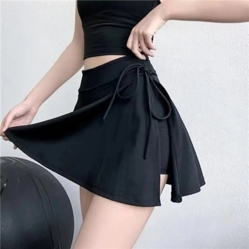 Tennis Skirt Pants Half-body Quick Drying Pocket Skirt Side Split Strap Pants For Outwear
