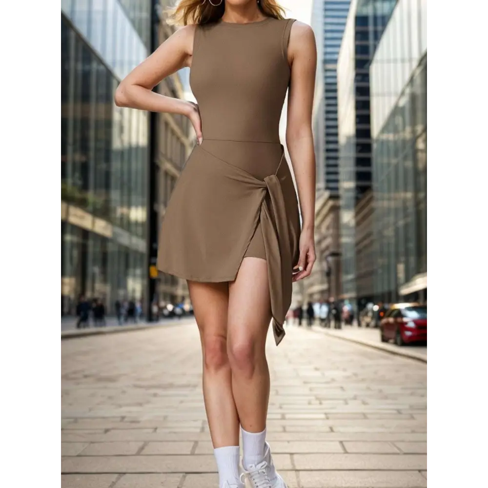 Sleeveless Side Slit Yoga Tennis Skirt Sport Dress