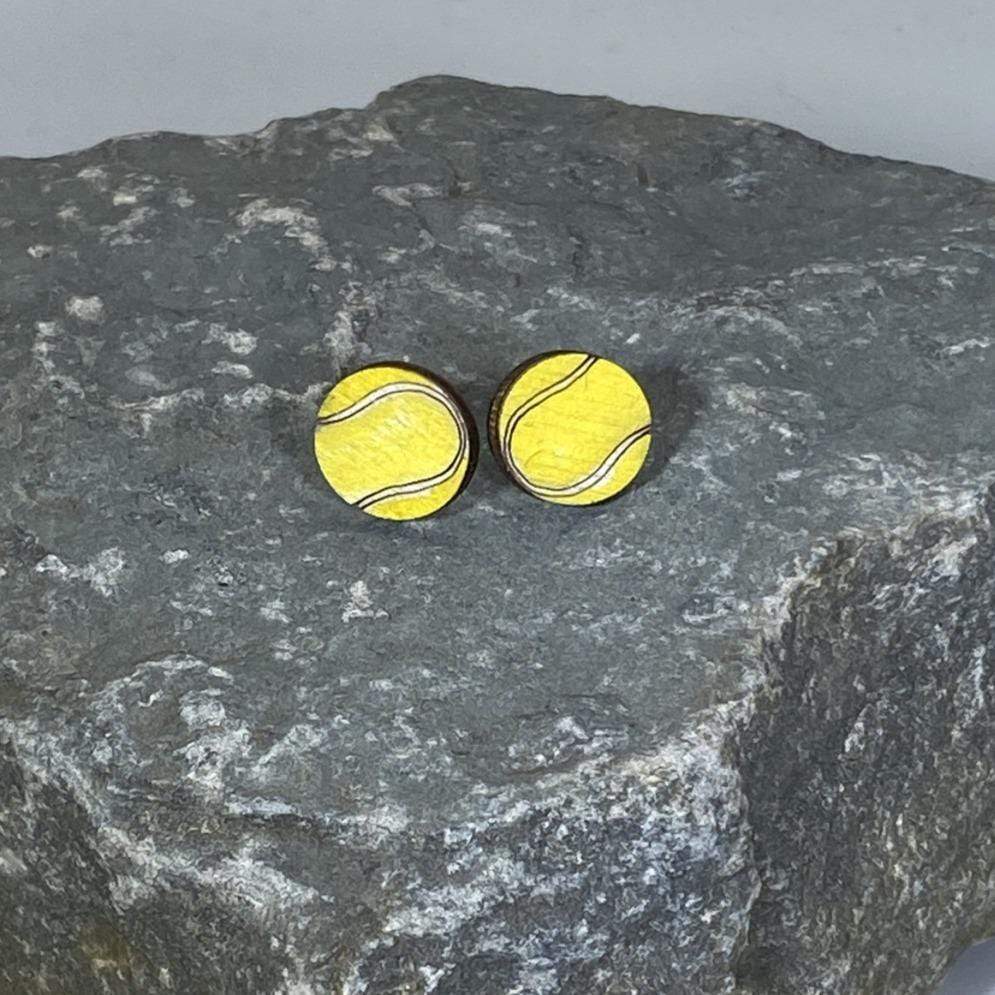 Tennis Ball Wooden Dangle Earrings | Sports Jewelry